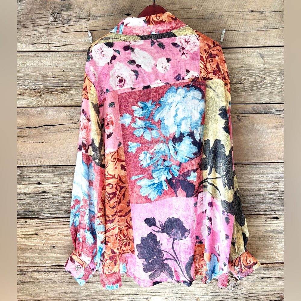 POL The Rose Patchwork Button-Down Top Large - image 9